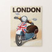 Londen vintage scooter union jack reisposter legpuzzel (Verticaal)