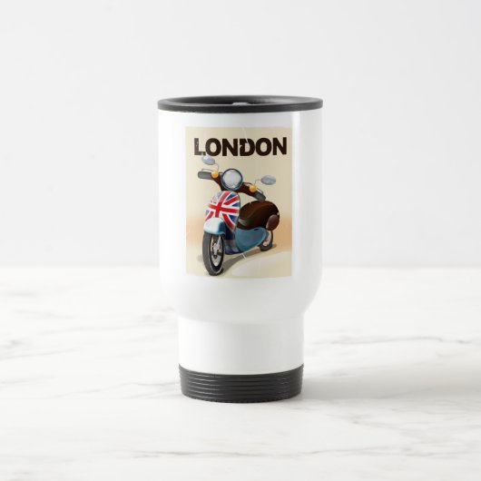 Londen vintage scooter union jack reisposter. reisbeker (Center)