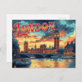 Londen Vintage Travel Briefkaart (Voorkant / Achterkant)