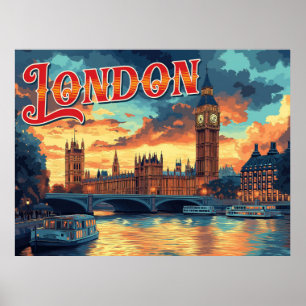 Londen Vintage Travel Poster
