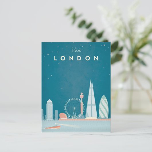 Londen Vintage Travel Poster - Art Briefkaart (Staand voorkant)