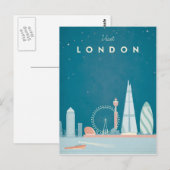 Londen Vintage Travel Poster - Art Briefkaart (Voorkant / Achterkant)