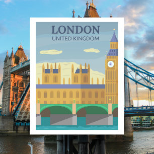 Londen, VK Ouderwetse Retro Reis Briefkaart