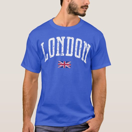 Londen Vlag Stad retro T-shirt (Voorkant)