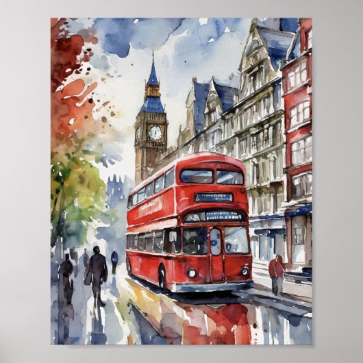Londen Waterverf Art Print (Voorkant)