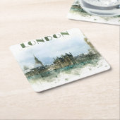 Londen waterverf illustratie kartonnen onderzetters (Schuin)