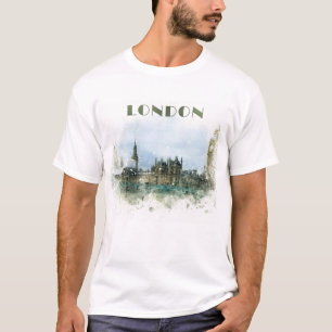 Londen waterverf illustratie t-shirt