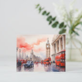 Londen waterverf kunst briefkaart (Staand voorkant)