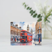Londen waterverf kunst briefkaart (Staand voorkant)