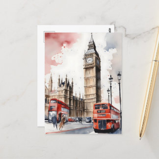 Londen waterverf kunst briefkaart