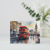 Londen waterverf kunst briefkaart (Staand voorkant)