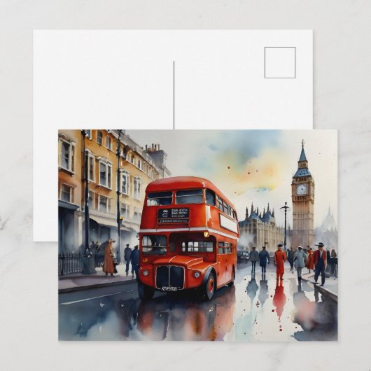 Londen waterverf kunst briefkaart (Voorkant / Achterkant)