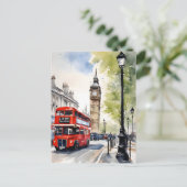 Londen waterverf kunst briefkaart (Staand voorkant)