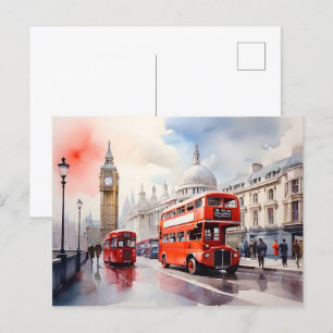 Londen waterverf kunst briefkaart