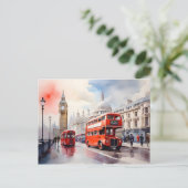 Londen waterverf kunst briefkaart (Staand voorkant)