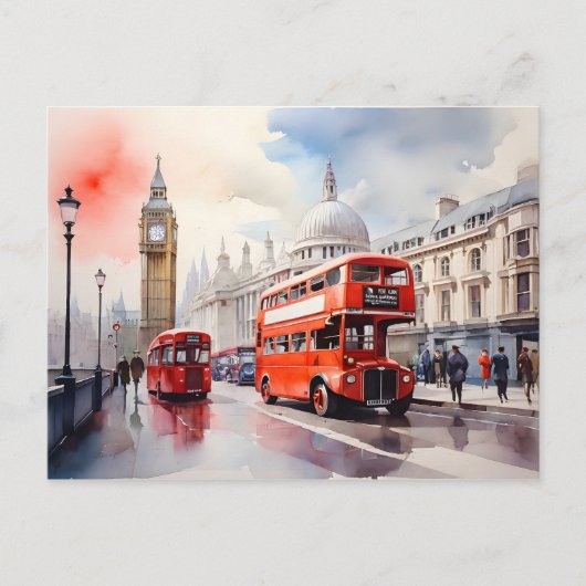 Londen waterverf kunst briefkaart (Voorkant)