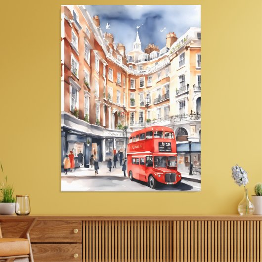 Londen waterverf kunst canvas afdruk (Insitu (Woonkamer))