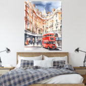 Londen waterverf kunst canvas afdruk (Insitu (Slaapkamer))