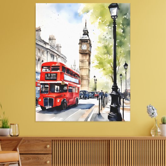 Londen waterverf kunst canvas afdruk (Insitu (Woonkamer))