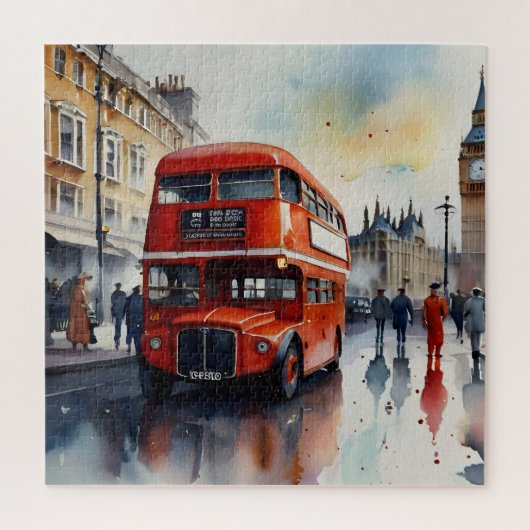 Londen waterverf kunst legpuzzel (Verticaal)