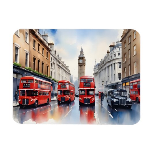Londen waterverf kunst magneet (Horizontaal)