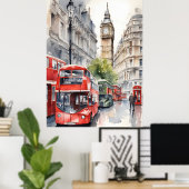 Londen waterverf kunst poster (Thuiskantoor)