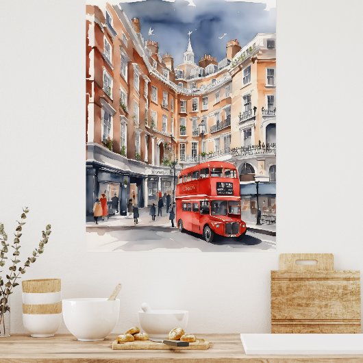 Londen waterverf kunst poster (Keuken)