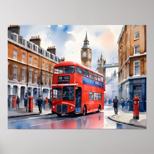 Londen waterverf kunst poster (Voorkant)