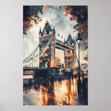 Londen Waterverf Travel Wall Print