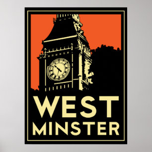 londen westminster england art deco retro poster