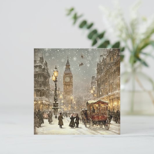  Londen Winter Christmas Cityscape Feestdagenkaart (Staand voorkant)