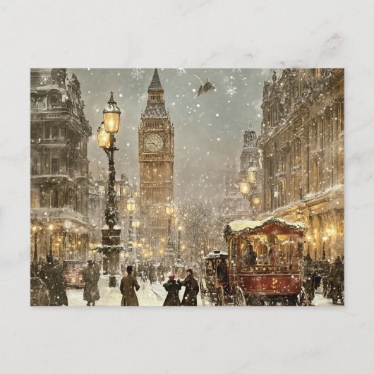  Londen Winter Christmas Cityscape Feestdagenkaart (Voorkant)
