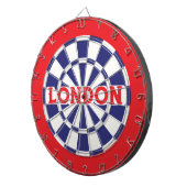 LONDEN Wit, Marineblauw En Rood (bewerkbare tekst) Dartbord (Voorkant Rechts)