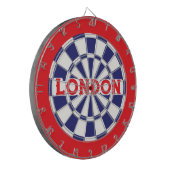 LONDEN Wit, Marineblauw En Rood (bewerkbare tekst) Dartbord (Voorkant Links)