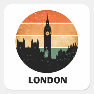 Londen Zonsondergang Cityscape Travel Souvenir Vierkante Sticker