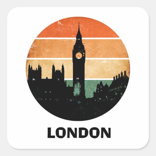  Londen Zonsondergang Cityscape Travel Souvenir Vierkante Sticker (Voorkant)