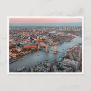 Londen Zonsondergang Luchtfoto Skyline Theems Rivi Briefkaart