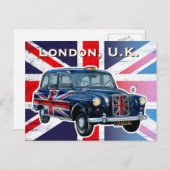 Londen Zwart Taxicab Briefkaart (Voorkant / Achterkant)