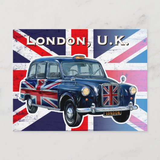 Londen Zwart Taxicab Briefkaart (Voorkant)