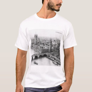 Londen Zwart & Wit Potloodtekening T-shirt