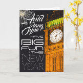 Londen's Big Ben, Nieuwjaarsgroet Kaart (Gele Bloem)