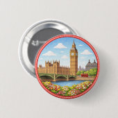 Londens Big Ben Ronde Button 5,7 Cm (Voorkant /achterkant)