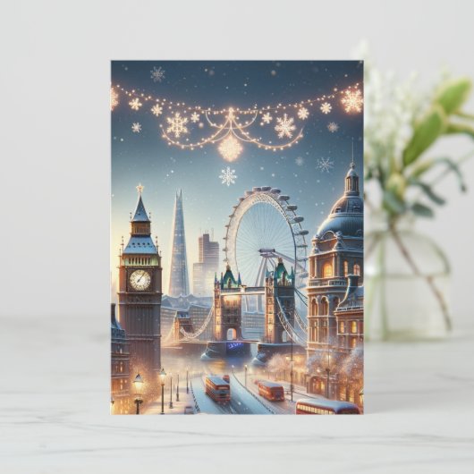 Londen's feestelijke pracht - Elegante winter Feestdagenkaart (Staand voorkant)