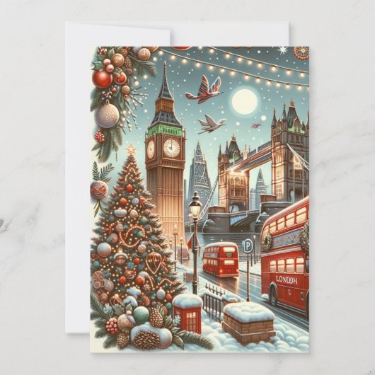 Londens Festive Pracht - Levendige Kerstkaart (Voorkant)