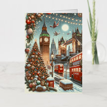 Londens Festive Pracht - Levendige Kerstkaart