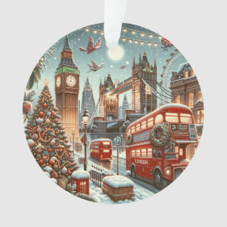 Londens Festive Pracht - Levendige Kerstkaart Ornament