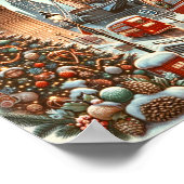 Londens Festive Pracht - Levendige Kerstkaart Poster (Hoek)
