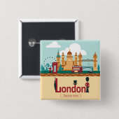 Londens toerisme vierkante button 5,1 cm (Voorkant /achterkant)