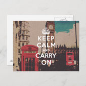  Londense bezienswaardigheid Blijf kalm en ga door Briefkaart (Voorkant / Achterkant)