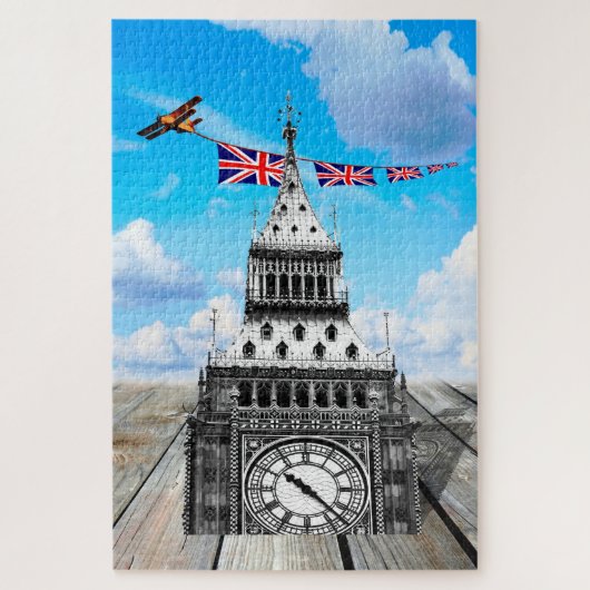 Londense, Big Ben & Airplane Union Jacks/Surreal A Legpuzzel (Verticaal)